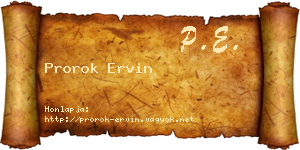 Prorok Ervin névjegykártya